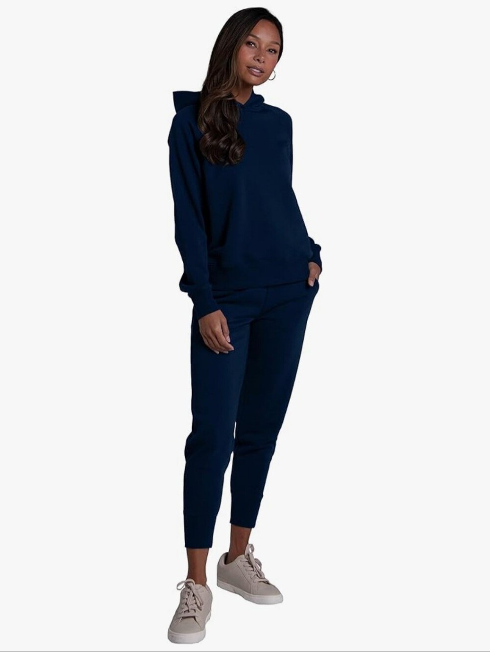 Women's Navy Hooded Sweatshirt & Jogger Set FRUIT OF THE LOOM
